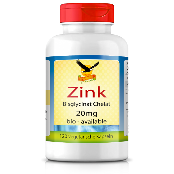 Zink 20mg als Bisglycinat Chelat, 120 Kapseln von GetUP Zink 20mg als Bisglycinat Chelat, 120 Kapseln von GetUP